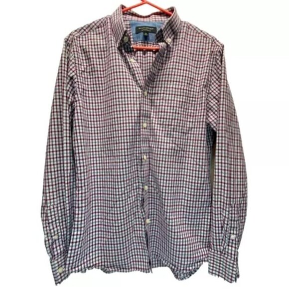 Banana Republic Soft Wash Slim Fit Button Up Mini Grid Print Multicolor Medium - Picture 1 of 6